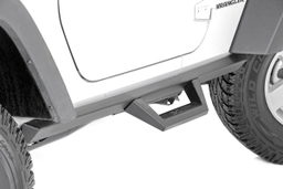 Contoured Drop Steps for 2-Door Jeep Wrangler 4WD (2007-2017) shown installed — Rough Country 90763