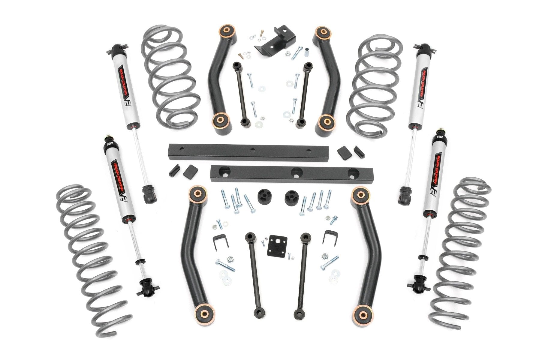 4-Inch Lift Kit with V2 Shocks for 2003–2006 Jeep Wrangler 4WD, Rough Country 90777