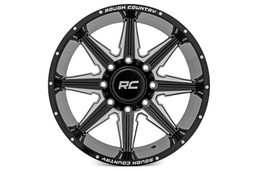 91M Series Wheel in Gloss Black with Milled Accents, view 2, Rough Country 91201211M