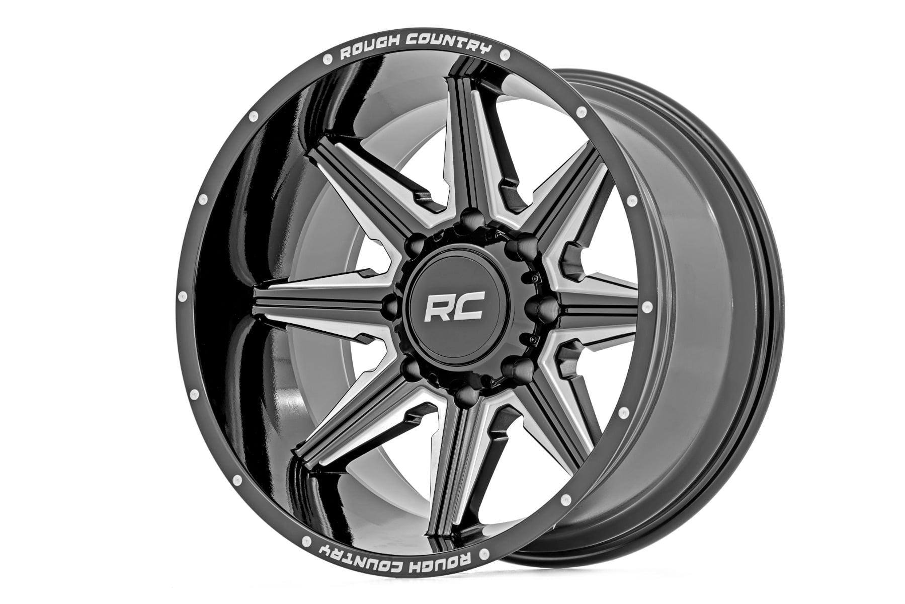 Rough Country 91M Series Wheel in Gloss Black with Milled Accents