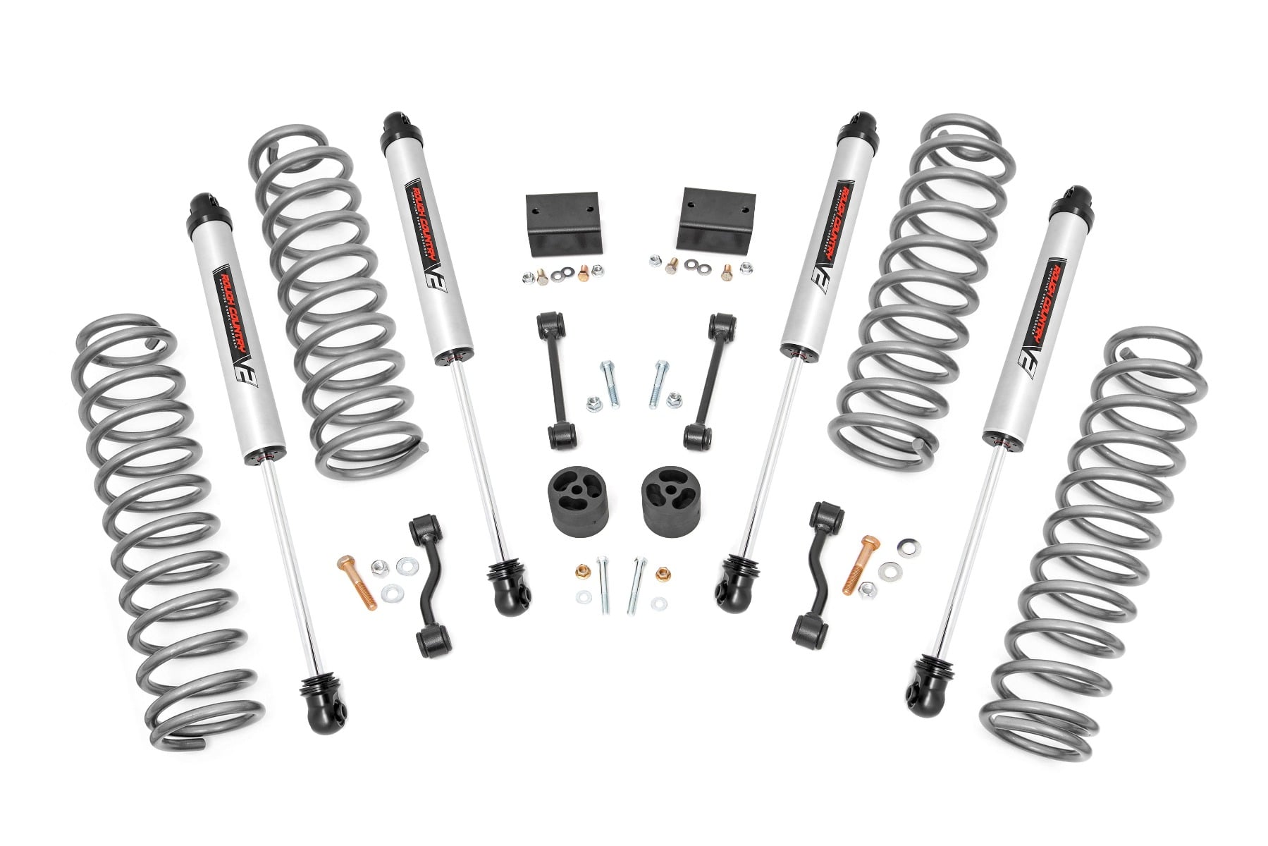 Rough Country 2.5-Inch Lift Kit with V2 Shocks for Jeep Wrangler JL 2-Door 4WD