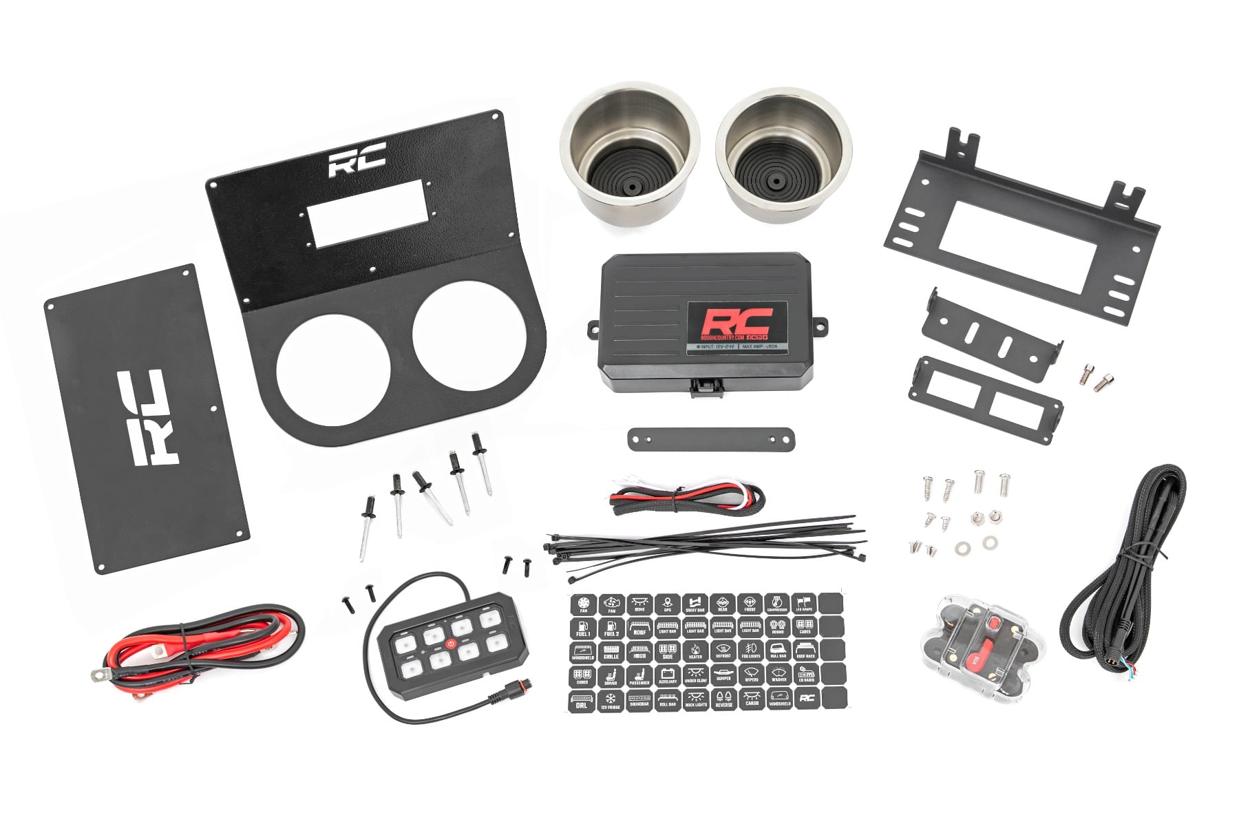 Rough Country Cup Holder with MLC-8 Switch Panel for Honda Pioneer 1000