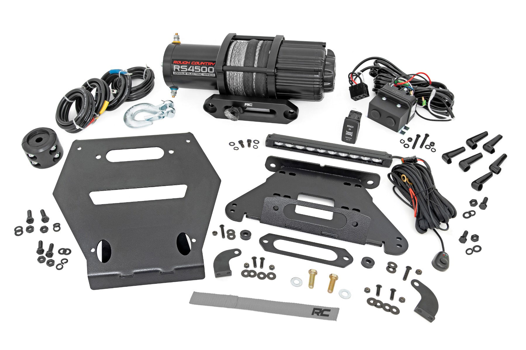 Rough Country 10-Inch LED Light Bar & 4500-lb Winch Kit for RZR Pro R