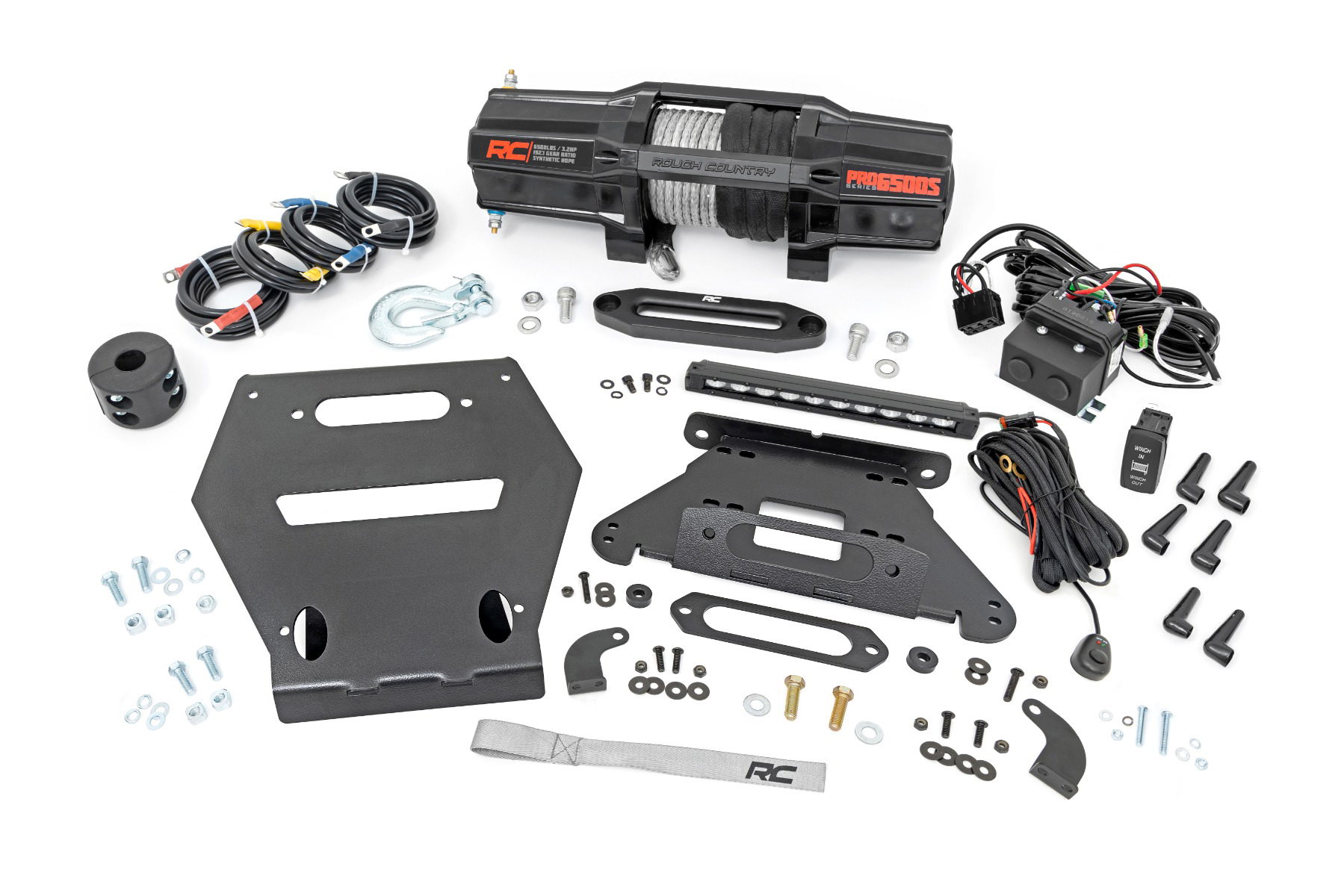 Rough Country 6500-LB Winch & Light Bar Kit for Polaris RZR Pro R