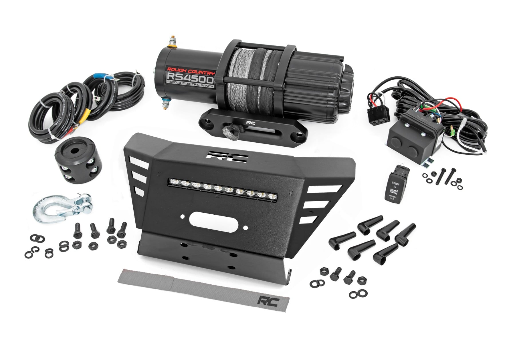 Rough Country 4500 lb Winch, Mount and LED Bar Kit for Honda Pioneer 520
