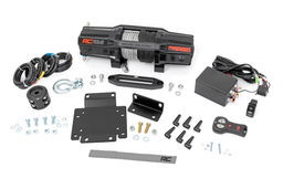 Honda Pioneer 1000 Winch Mount with 6500 lb Synthetic Rope Winch, Rough Country 92092