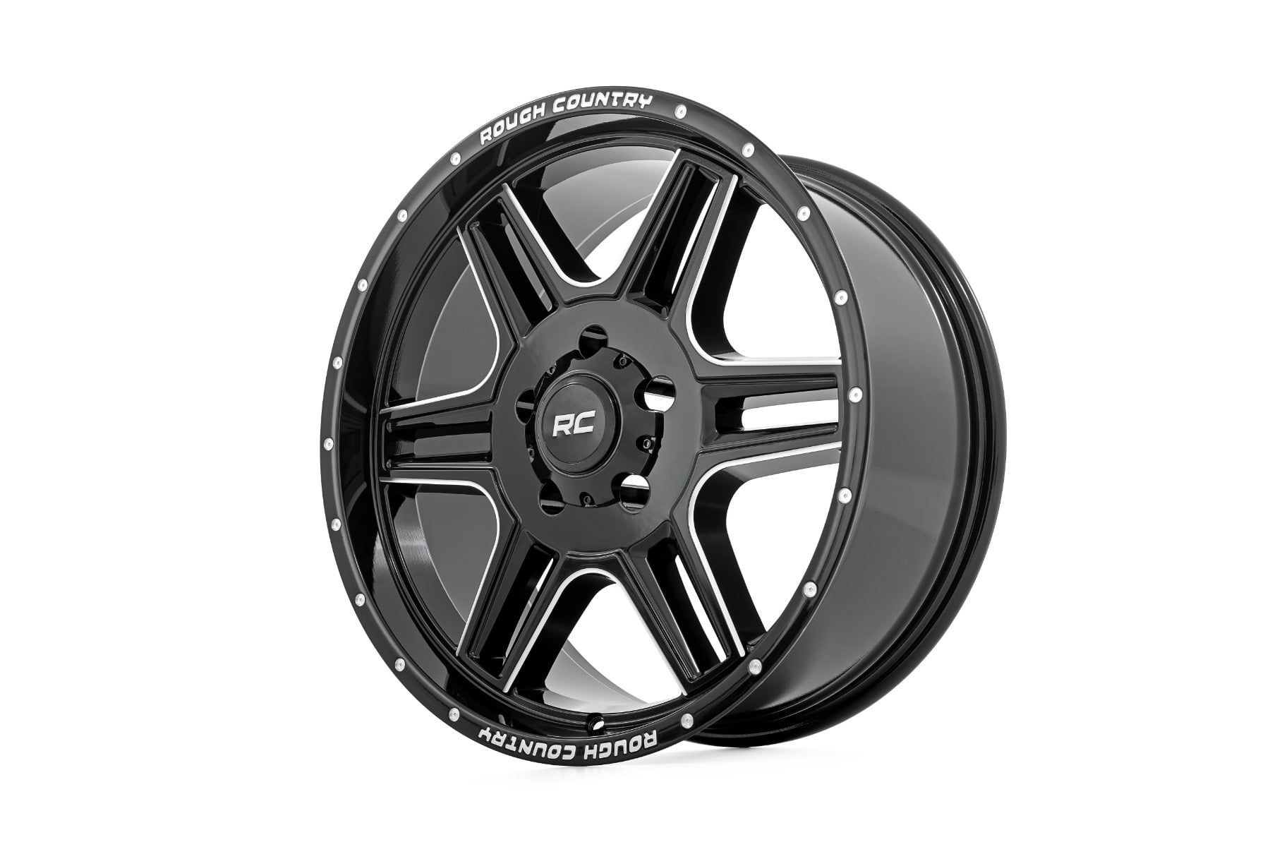 Rough Country 92 Series Wheel — Gloss Black with Milled Accents