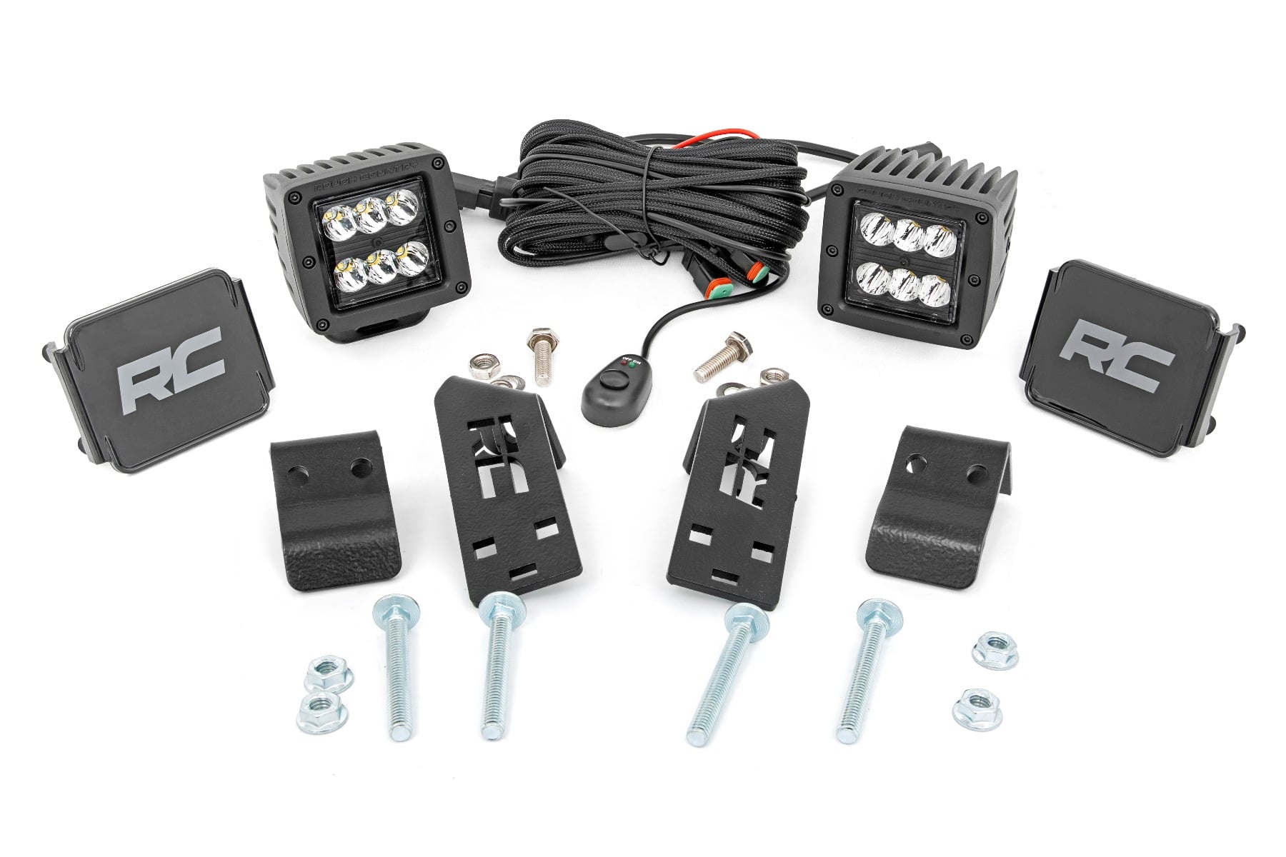 Rough Country 2-Inch Black Series LED Pod A-Pillar Kit for Polaris RZR PRO XP