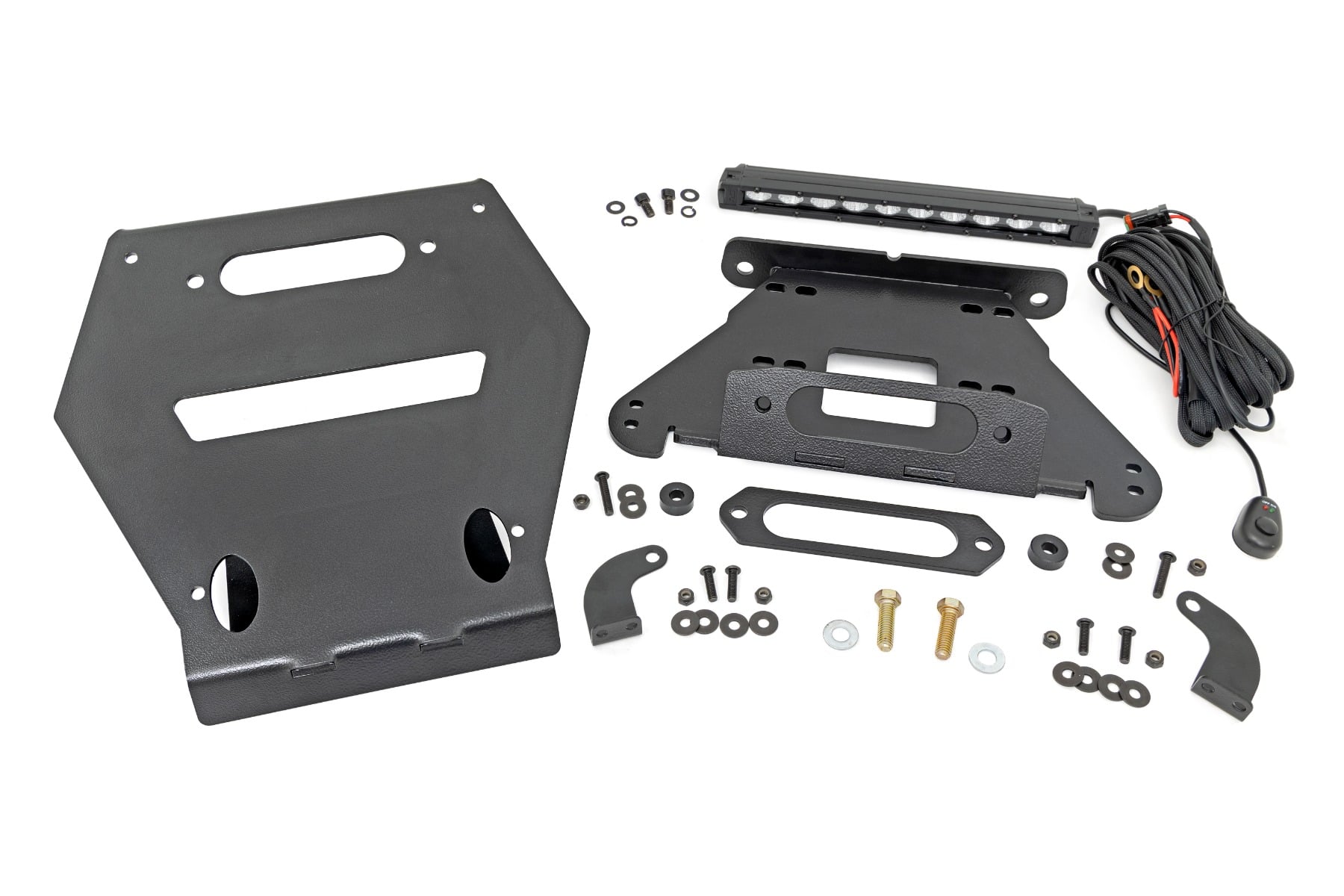 Rough Country Winch Mount with 10-Inch Black Series LED Light Bar for RZR Pro R