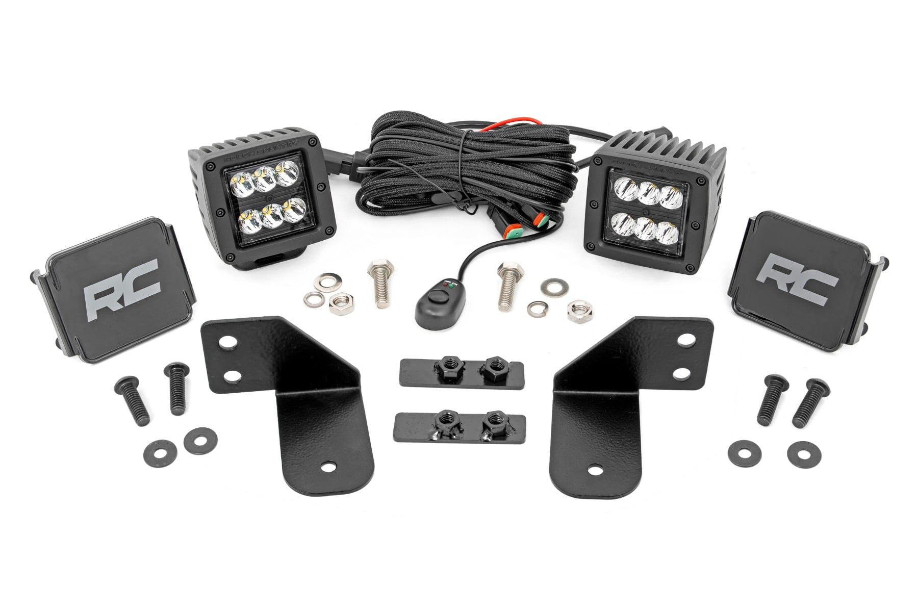 Rough Country 2-Inch Black Series LED Pod & Cage Mount Kit for Polaris Ranger