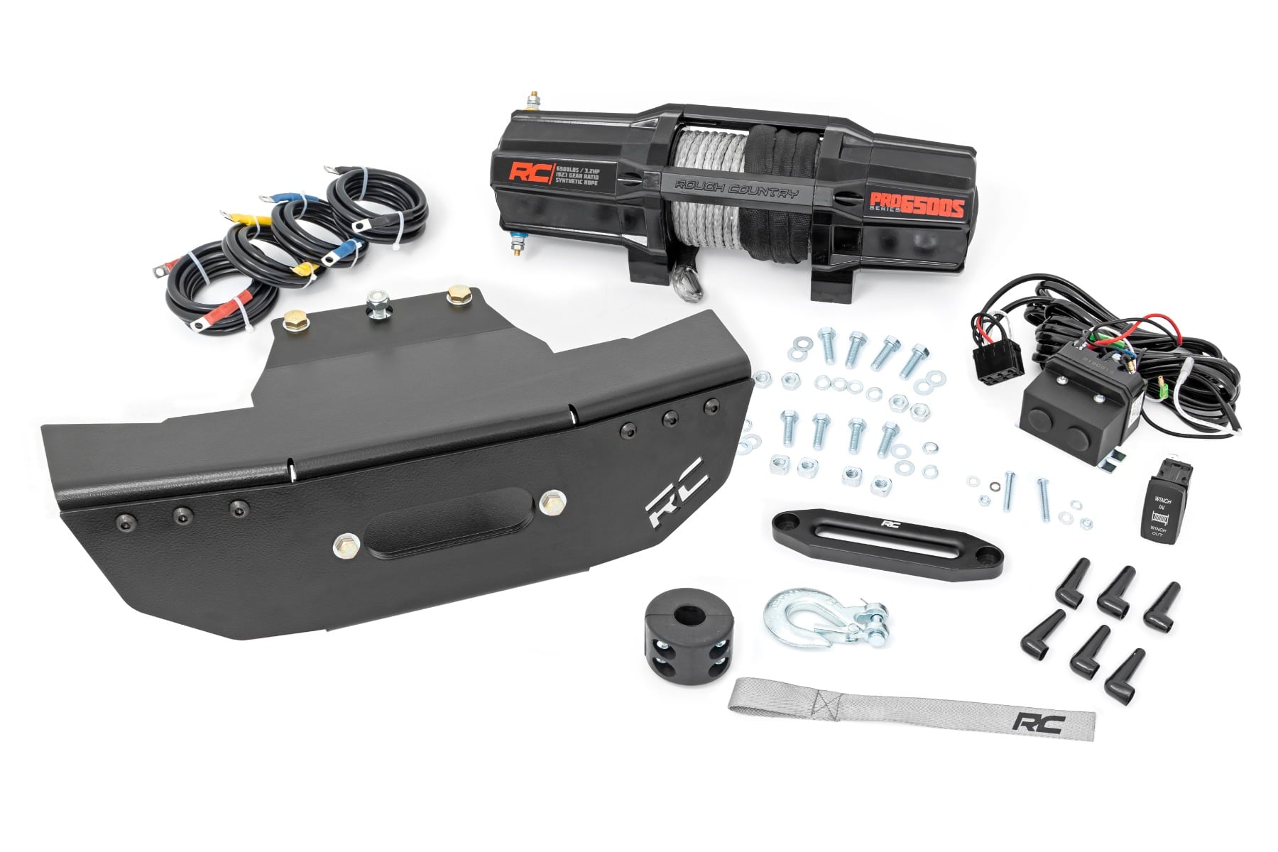 Rough Country Polaris RZR Turbo S Winch Mount with 6500 lb Winch