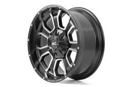 93 Series Wheel, 7-Spoke Matte Black with Milled Accents, view 3, Rough Country 93201012