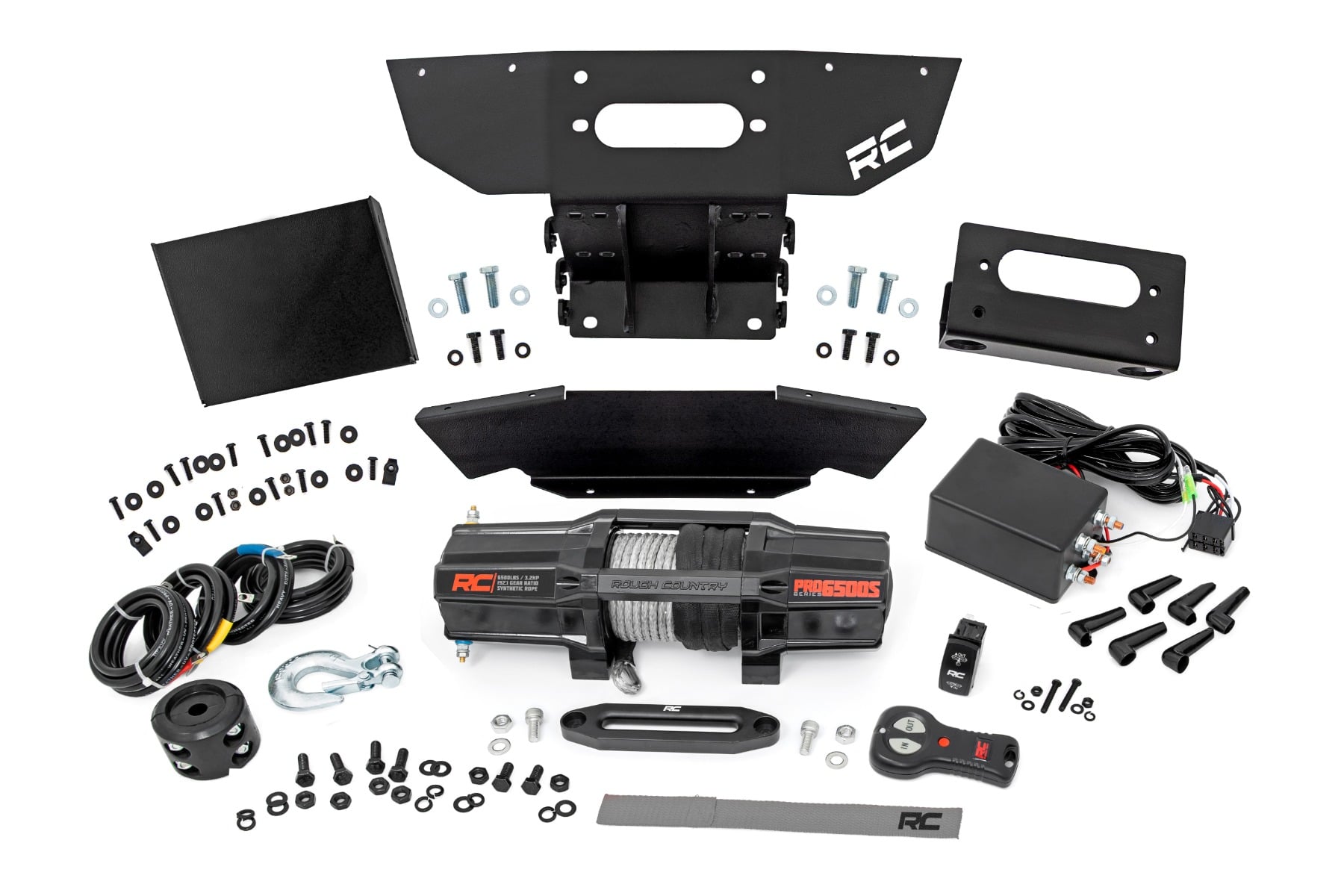 Rough Country Polaris RZR XP 1000 Winch Mount with 6500 lb Winch