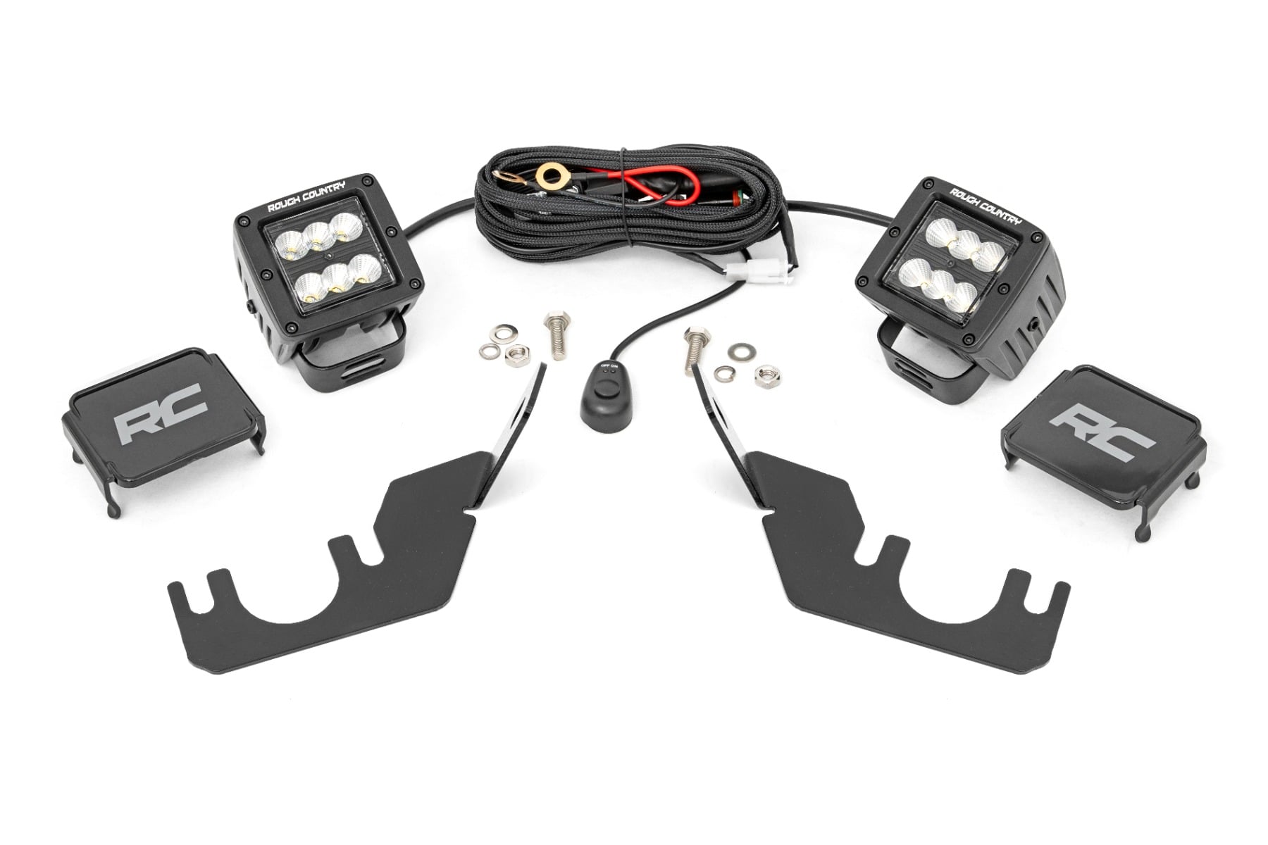 Rough Country 2-Inch Black Series LED Pod Kit with Rear Mount for Kawasaki Teryx