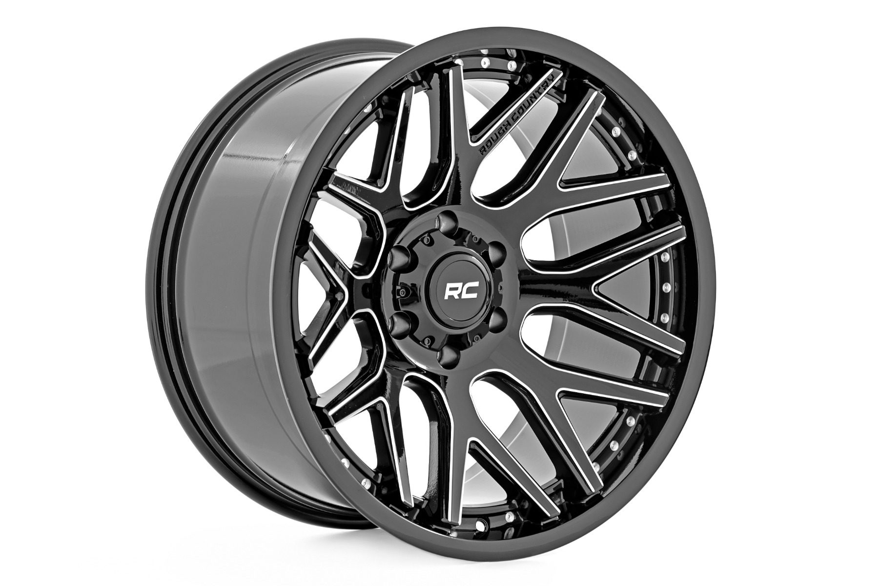 Rough Country 95 Series Wheel — Gloss Black with Machined Accents