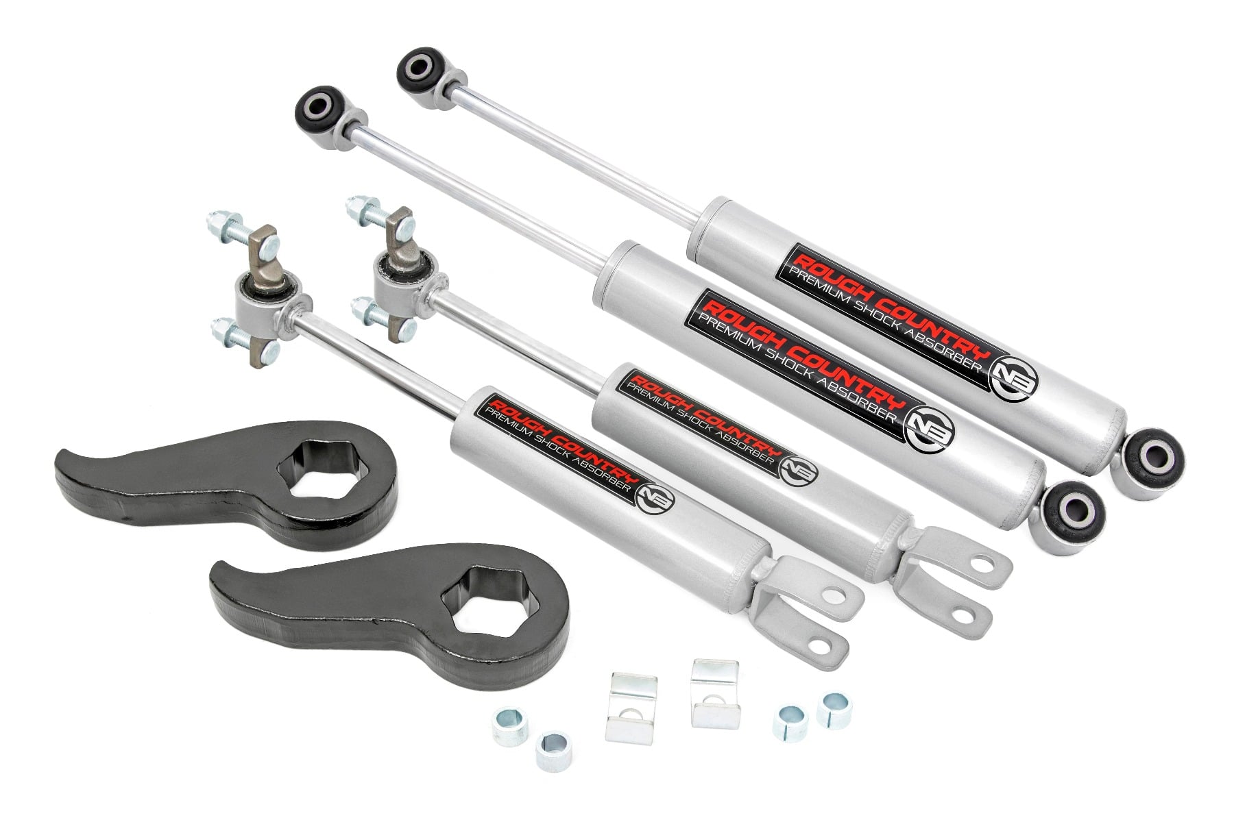 Rough Country 1.5-2 Inch Leveling Kit with N3 Shocks for Silverado/Sierra HD