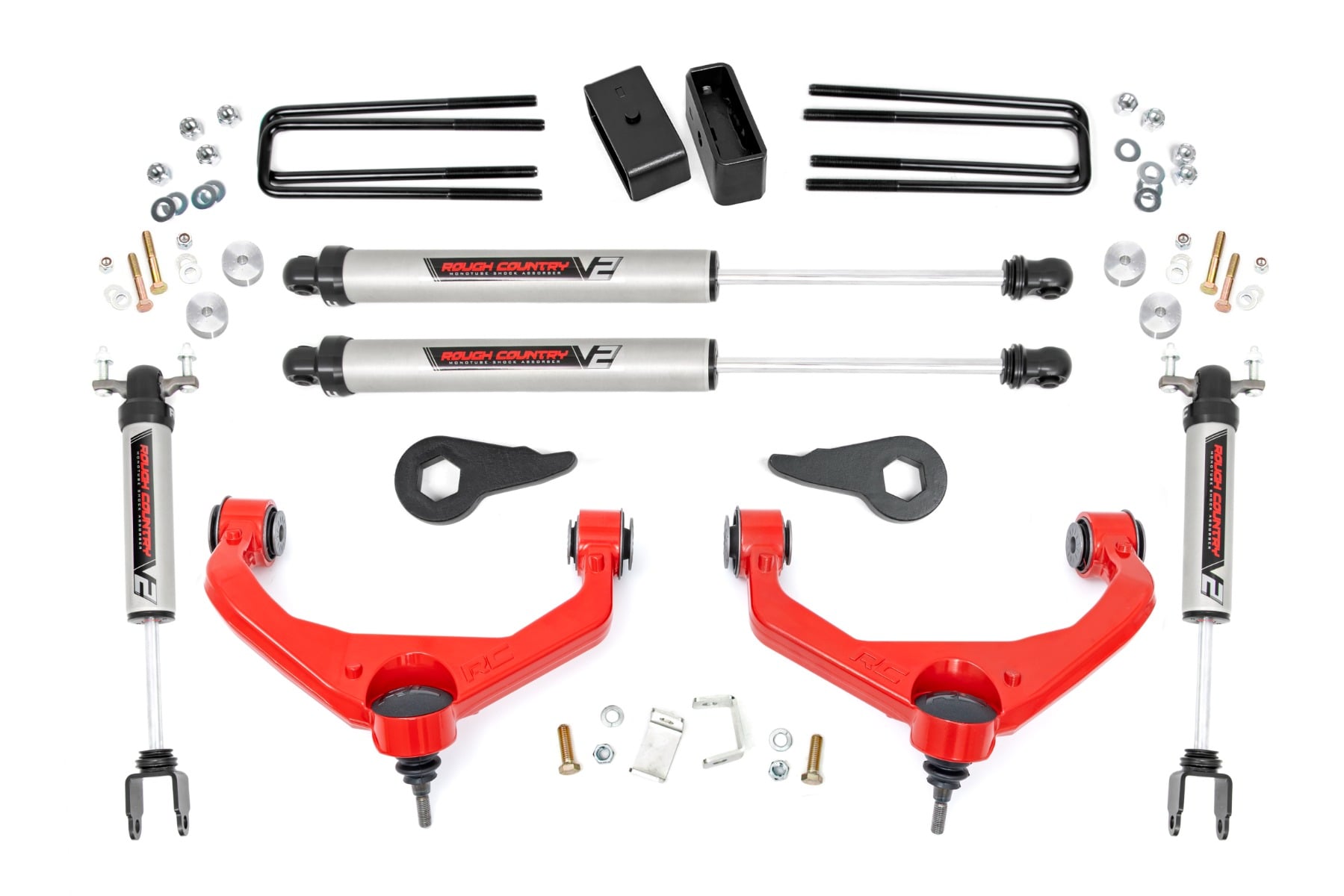 Rough Country 3.5-Inch Lift Kit with V2 Shocks for Silverado/Sierra HD