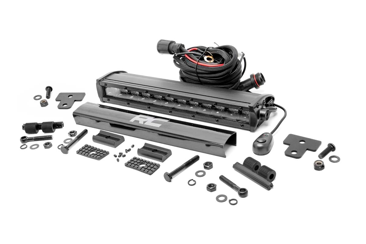 Rough Country 12-Inch Black Series LED Light Bar Kit with Defender Bumper Mount