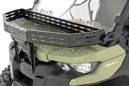Front Cargo Rack with LED Light Bar for Can-Am Defender (2016–2019) shown installed, Rough Country 97074