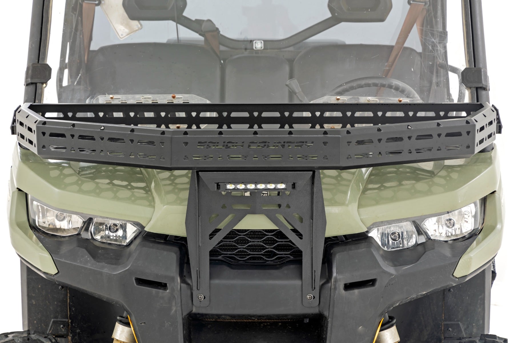 Front Cargo Rack with LED Light Bar for Can-Am Defender (2016–2019), Rough Country 97074