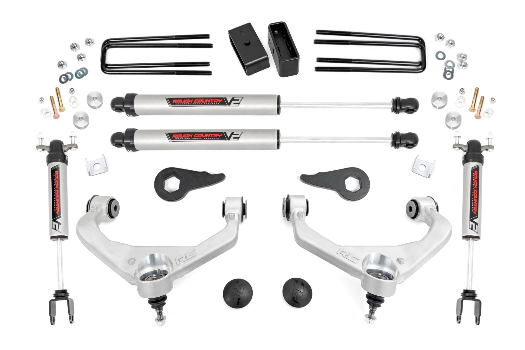 Rough Country 3.5-Inch Lift Kit with V2 Shocks for Silverado/Sierra HD