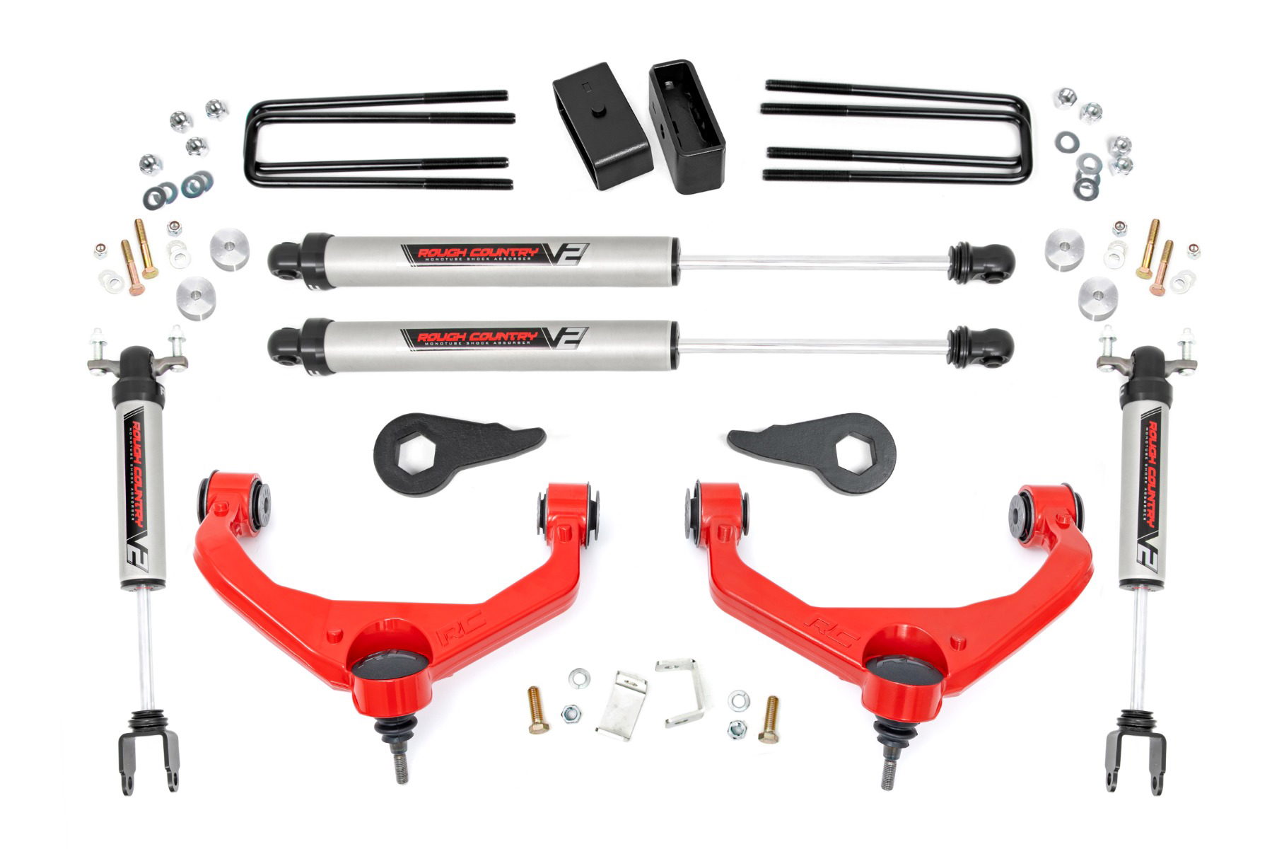 Rough Country 3.5-Inch Lift Kit with V2 Shocks for Silverado/Sierra HD