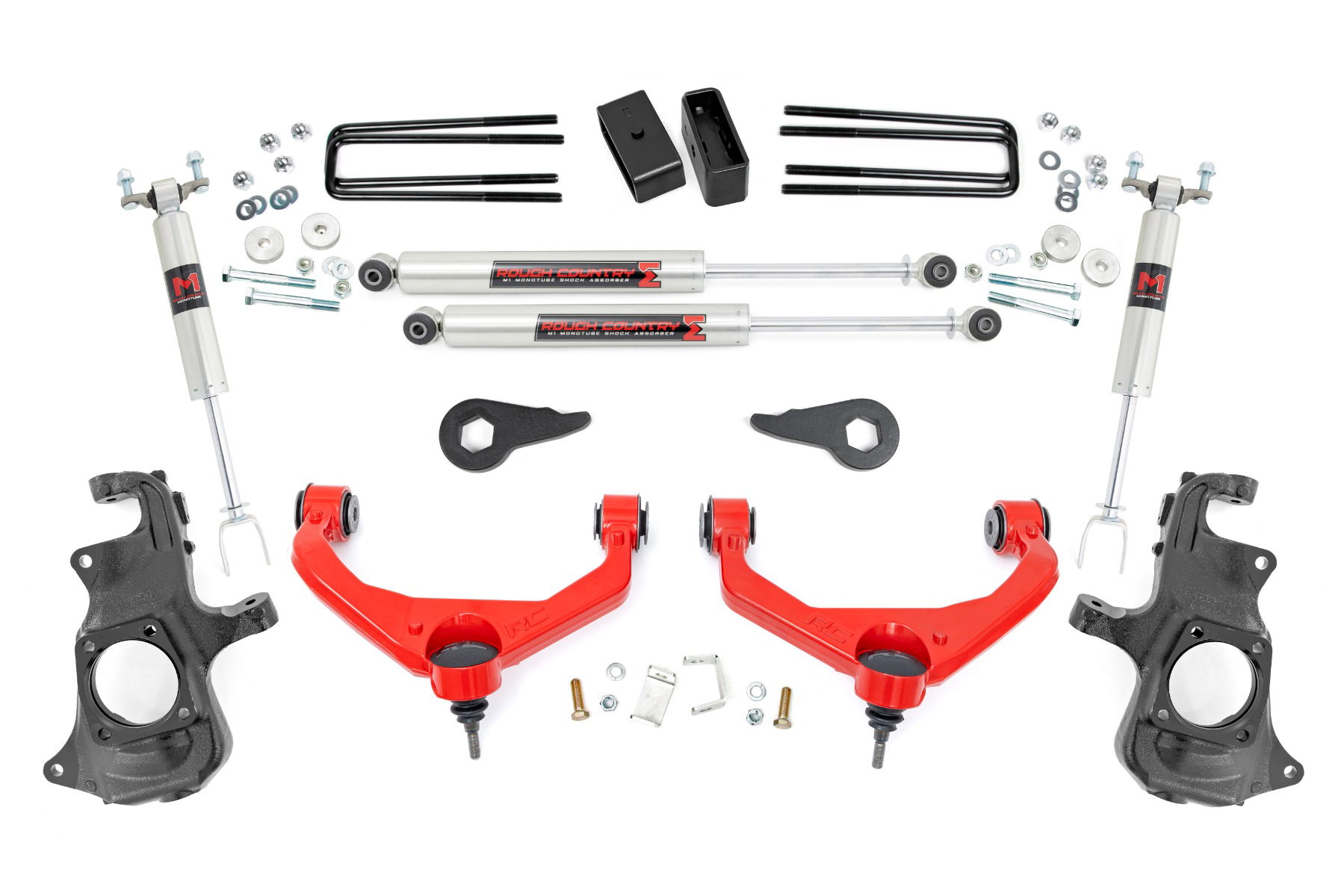 Rough Country 3.5-Inch Knuckle Lift Kit with M1 Shocks for Silverado/Sierra HD