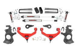 3.5-Inch Lift Kit with V2 Shocks for Silverado/Sierra HD (2011-2019) — Red, Rough Country 97670RED