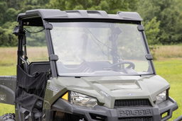 Full Windshield for Polaris Ranger Mid-Size (2010-2025) shown installed, Rough Country 98152010