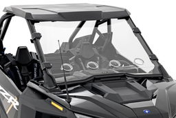 Vented Full Windshield for Polaris RZR Turbo R (2020-2024) shown installed, Rough Country 98202010