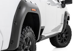 Pocket Fender Flares for GMC Sierra 2500/3500 HD (2020-2025) shown installed, Rough Country F-G12011A-GBA