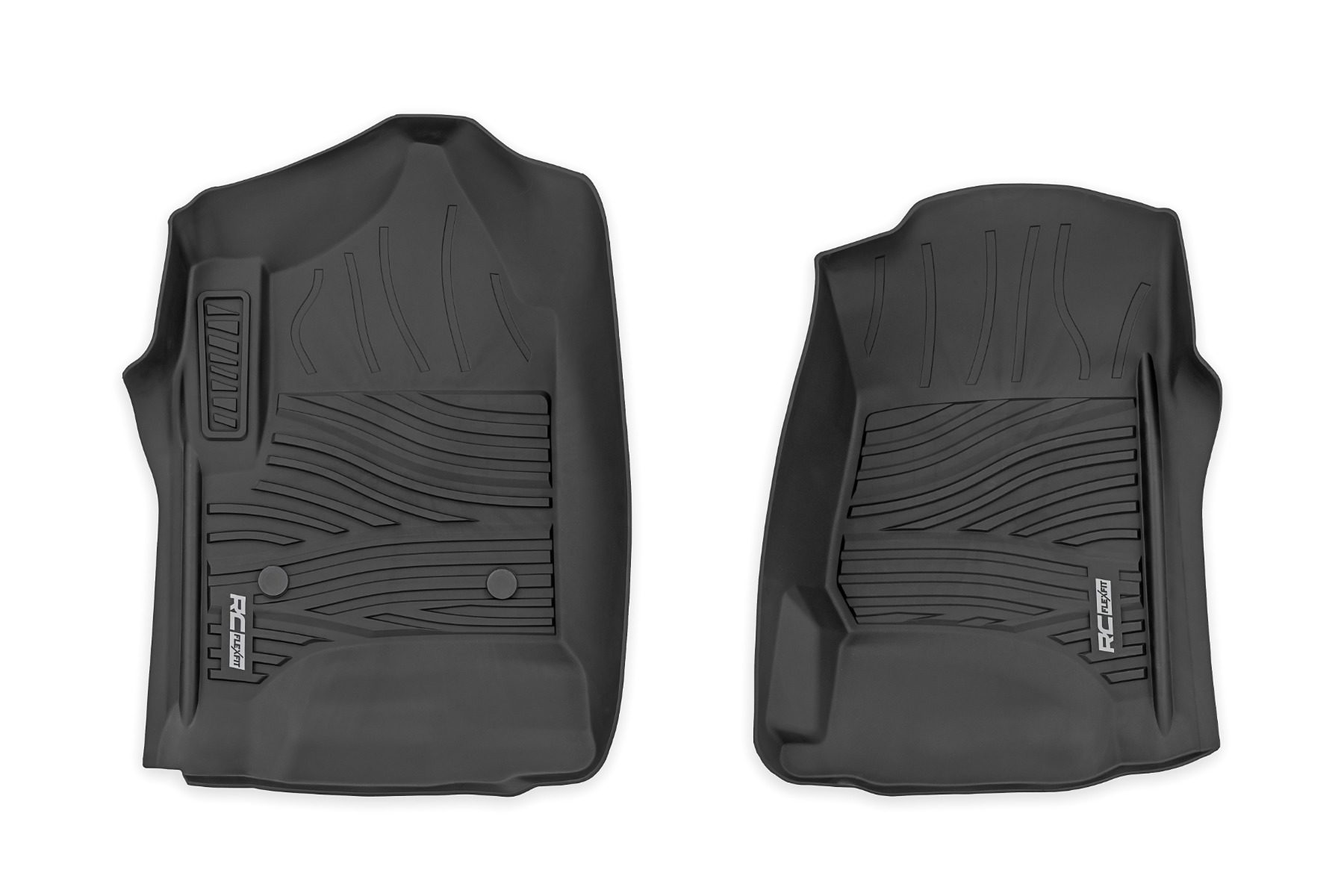 Rough Country Flex-Fit Front Floor Mats for 2014–2018 Silverado/Sierra Crew Cab