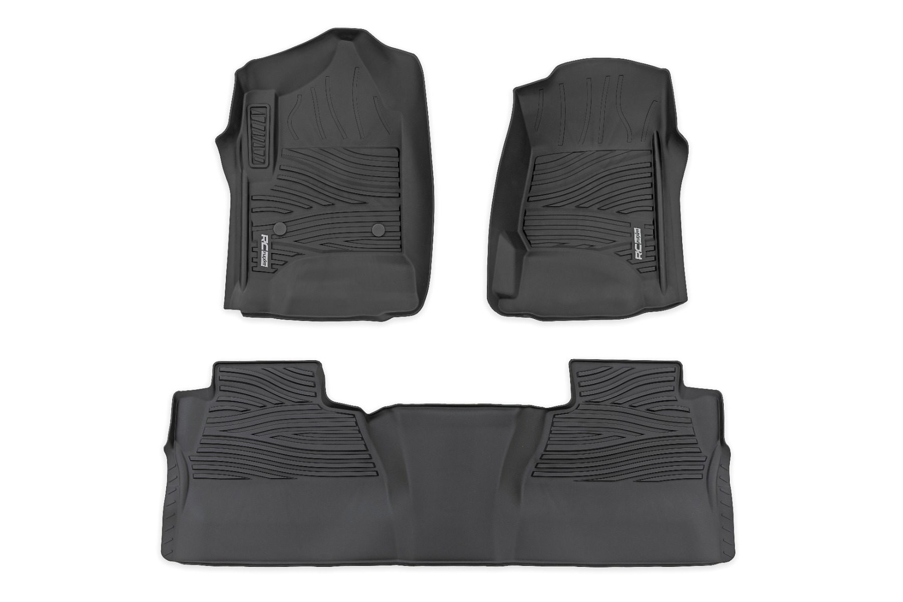 Rough Country Flex-Fit Floor Mat Set for 2014–2018 Silverado/Sierra Crew Cab