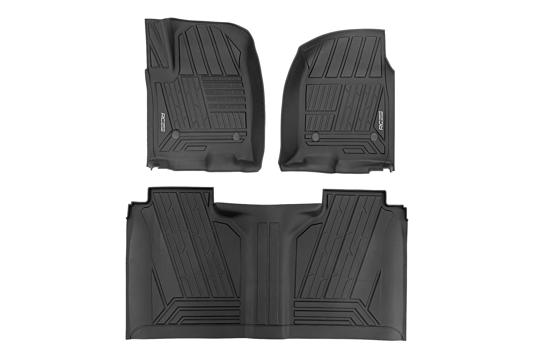 Rough Country Flex-Fit Floor Mat Set for Crew Cab Trucks with Bucket Seats
