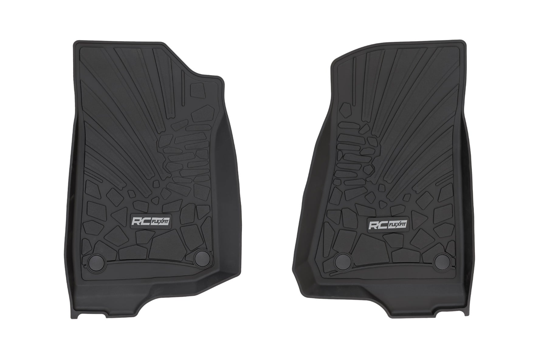 Rough Country Flex-Fit Front Floor Mats for 2019–2025 Jeep Wrangler 4-Door