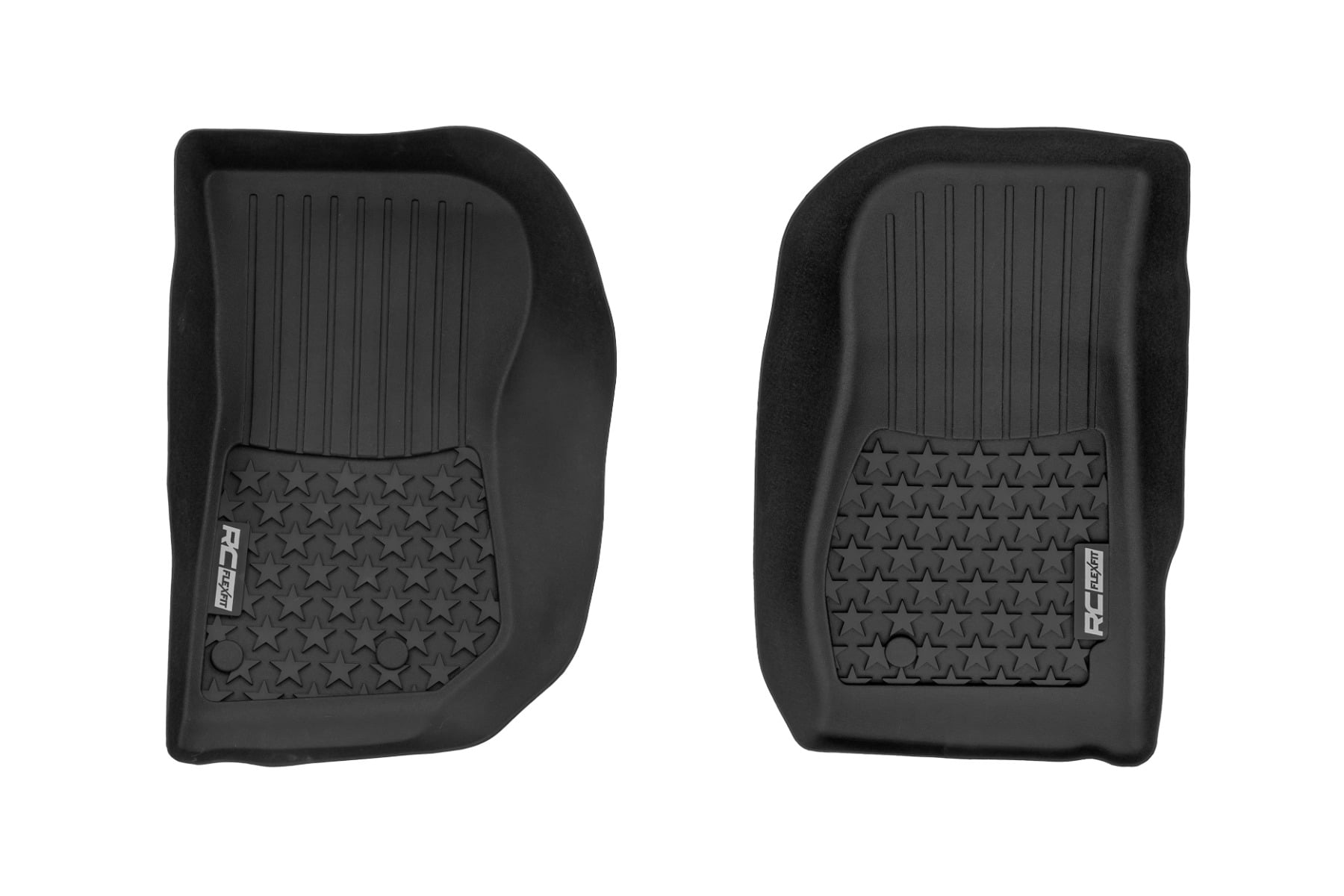 Rough Country Flex-Fit Front Floor Mats for 2014–2017 Jeep Wrangler Unlimited
