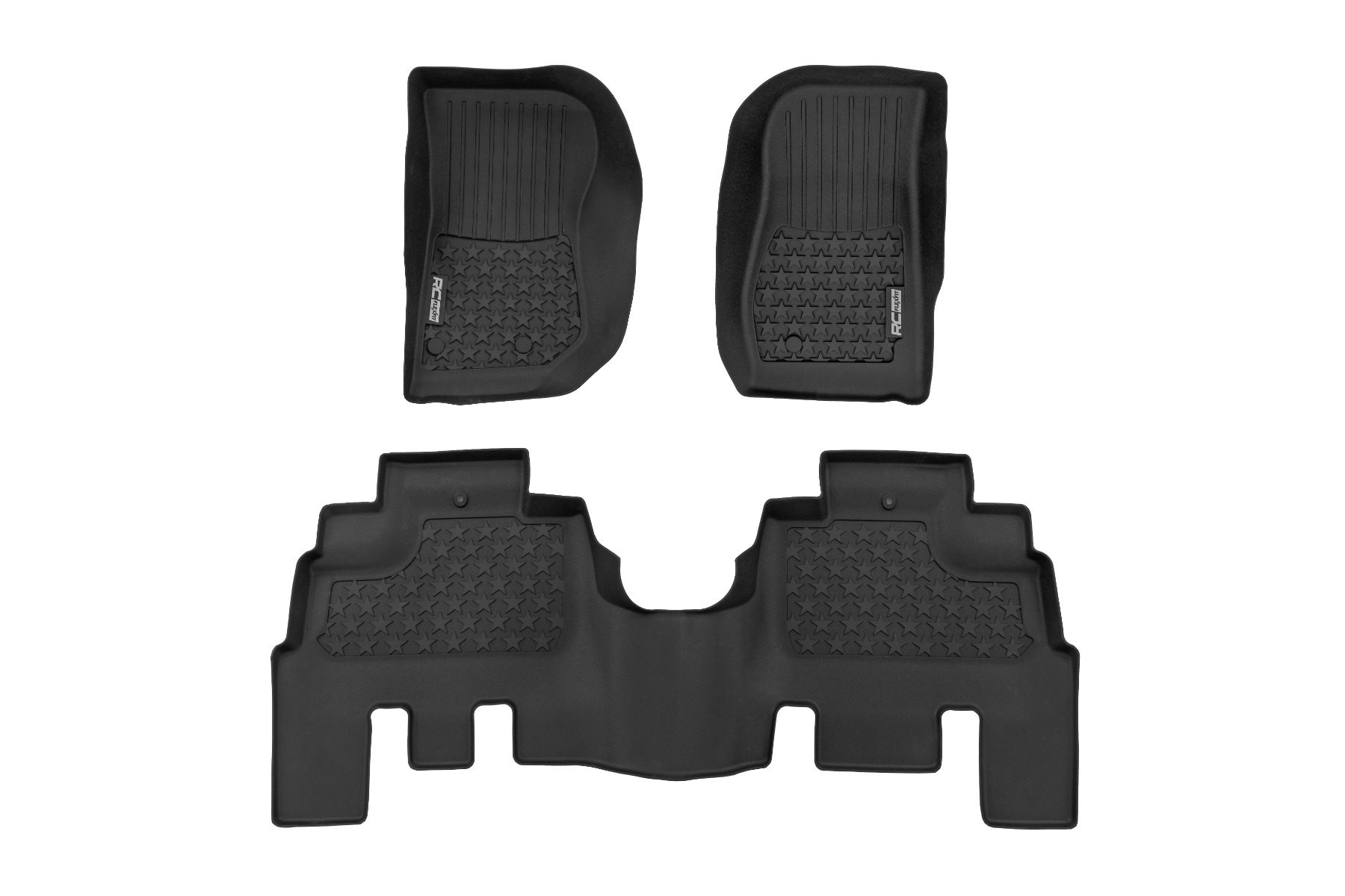 Rough Country Flex-Fit Floor Mat Set for 2014–2017 Jeep Wrangler Unlimited