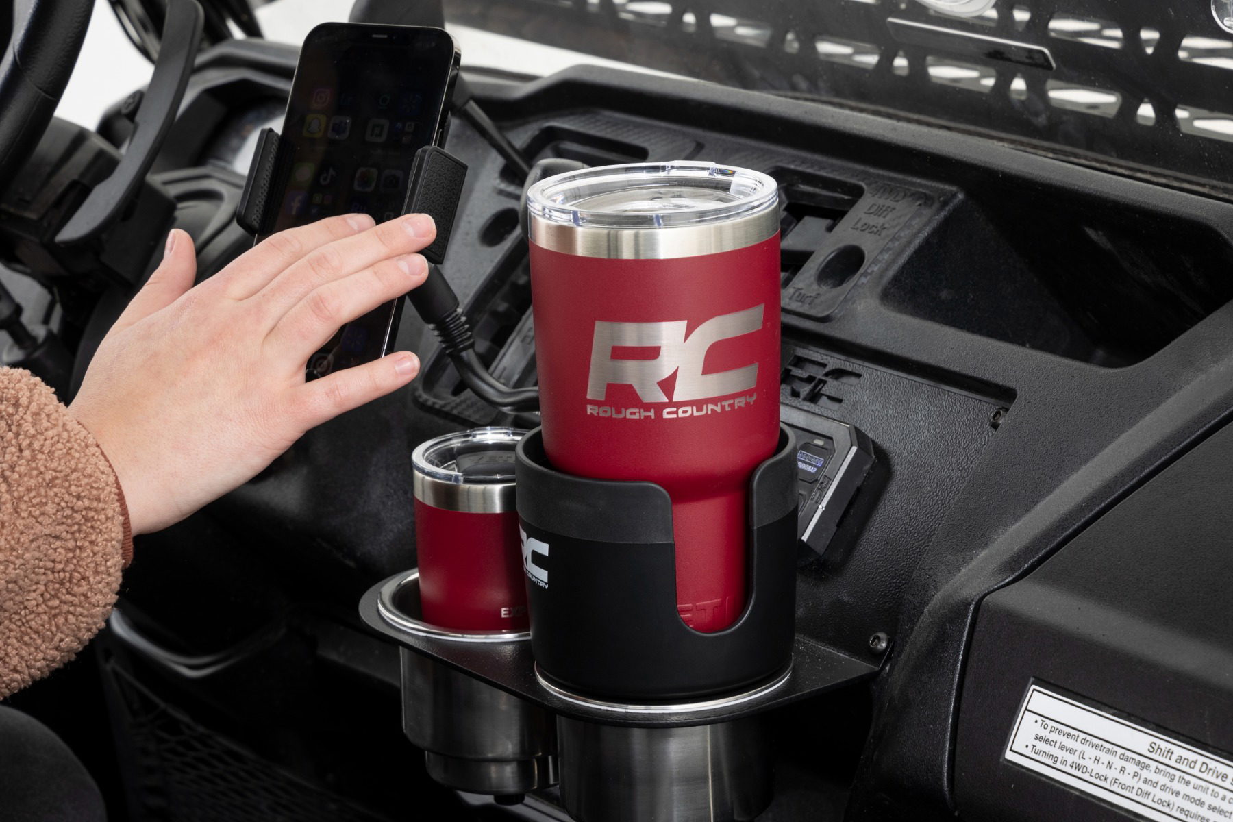 Rough Country Expanding Cup Holder Phone Mount, 360 Degree Rotation
