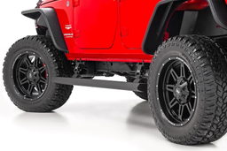 Power Running Boards for Jeep Wrangler Unlimited (2007–2017) shown installed, Rough Country PSR610330