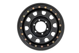 Black Steel Wheel with Simulated Beadlock Styling, view 2 — Rough Country RC158545SL