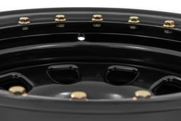 Black Steel Wheel with Simulated Beadlock Styling, view 4 — Rough Country RC158545SL