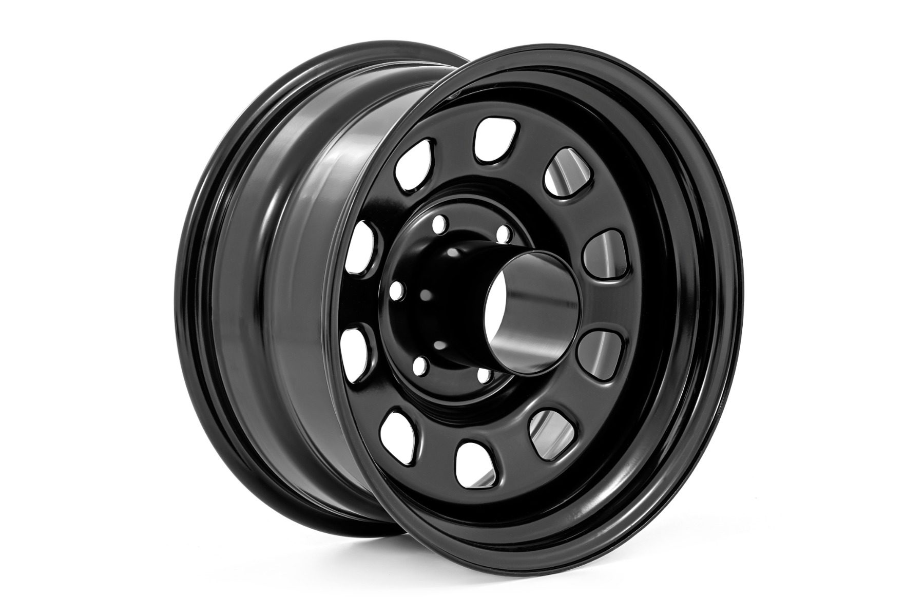 Rough Country 10-Slot D-Window Steel Wheel in Gloss Black