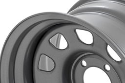 Steel Wheel in Gray, 10-Slot D-Window, view 3 — Rough Country RC51-6883G