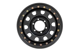 Simulated Beadlock Steel Wheel in Black, 10-Slot D-Window, view 2, Rough Country RC51-6883SL