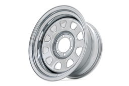 Chrome Steel Wheel, 10-Slot D-Window Design, view 3, Rough Country RC51-7655C