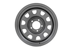Gray Finish 10-Slot D-Window Steel Wheel, view 2, Rough Country RC51-7655G