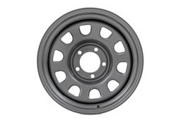 Gray Steel Wheel with 10-Slot D-Window Face, view 2, Rough Country RC51-7873G