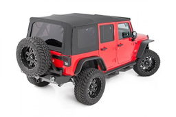 Soft Top in Black Denim for Jeep Wrangler 2-Door (2010-2017) shown installed — Rough Country RC85460.35