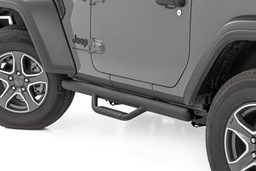 Nerf Steps for 2019–2025 Jeep Wrangler 4WD (2-Door) shown installed, Rough Country RCJ1846B