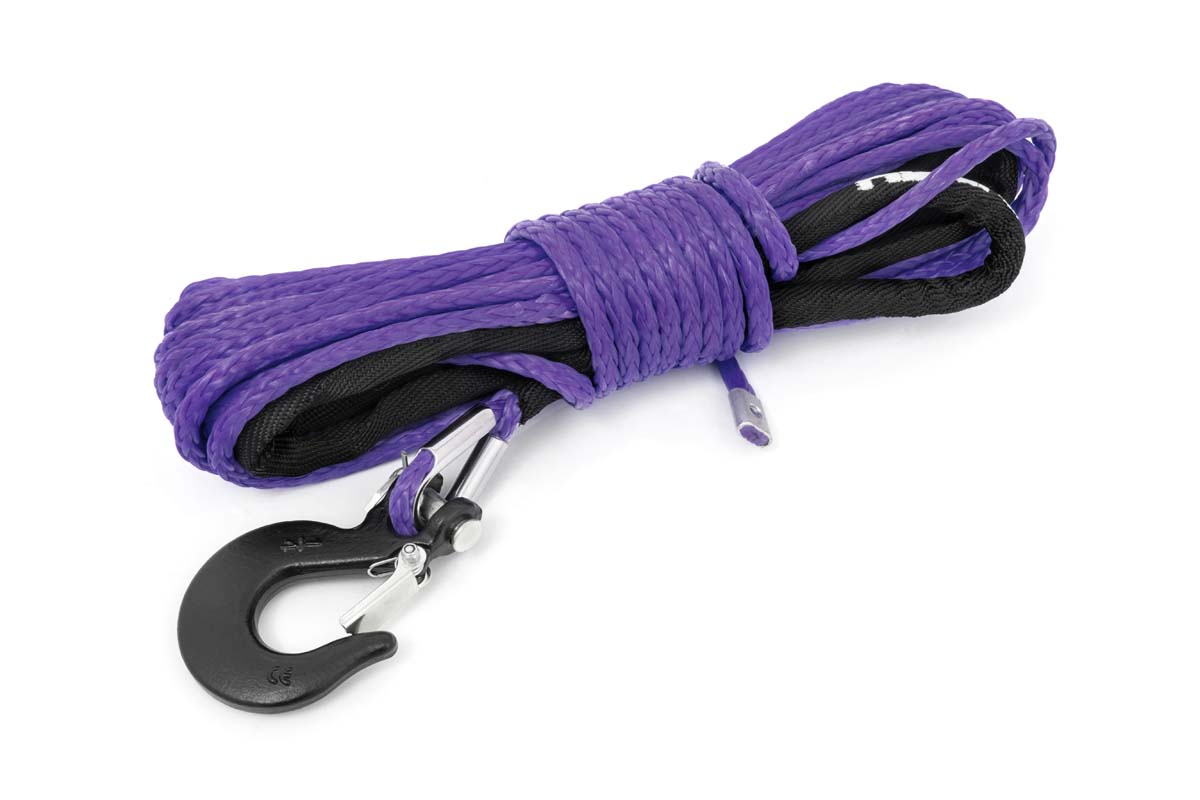 Rough Country 50-Foot 1/4-Inch Synthetic Recovery Rope with Clevis Hook